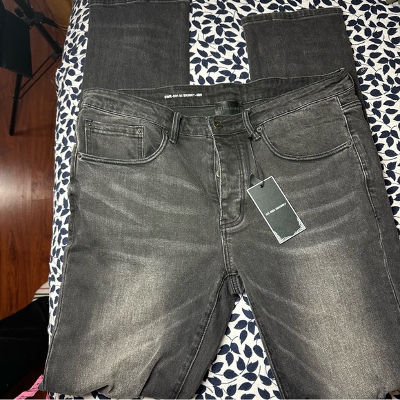 Six Week Residency Washed Black SWR-D01 Distressed ButtonFly Skinny Jeans NWT 36 - Picture 2 of 15